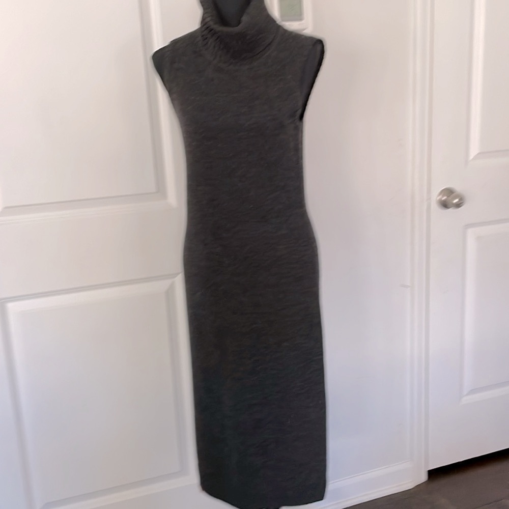 Lauren Ralph Lauren Maxi Dress Ribbed Turtle Neck Fitted Design Size M All Wool - Picture 2 of 16